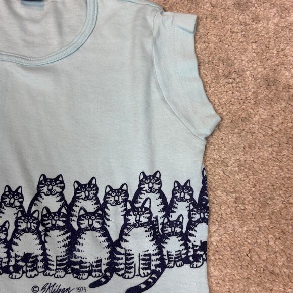 Vintage 70s Crazy Shirts Hawaii B Kliban Cats Cap Sleeve Shirt Women's M RARE - Picture 7 of 11